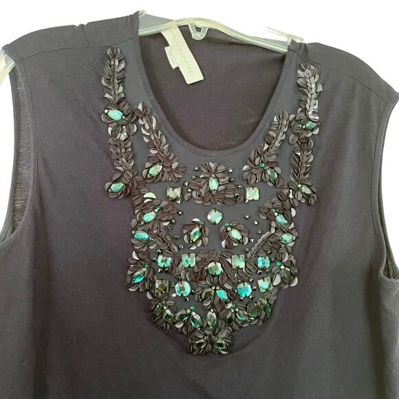 STELLA MCCARTNEY Navy Embellished Jeweled Sleeveless Tunic Top Size 40/M-L - Picture 4 of 11